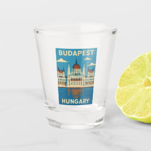 Retro Vintage Travel Budapest Hungary Scenic Shot Glass