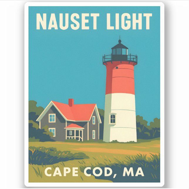 Retro Vintage Travel Cape Cod Nauset Lighthouse (Front)