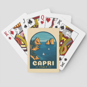 Retro Vintage Travel Capri Italy Scenic Coastline Playing Cards
