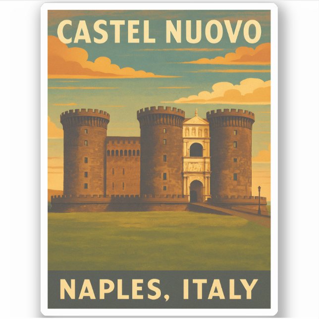 Retro Vintage Travel Castel Nuovo Naples Italy  (Front)