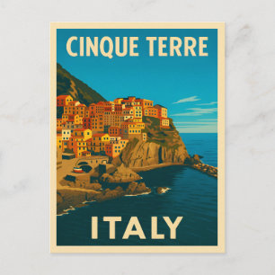 Retro Vintage Travel Cinque Terre Italy Scenic Postcard