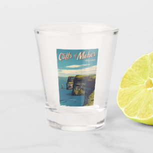 Retro Vintage Travel Cliffs of Moher Ireland Shot Glass