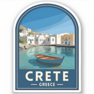 Retro Vintage Travel Crete Greece Seaside