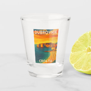 Retro Vintage Travel Dubrovnik Croatia Old Town Shot Glass