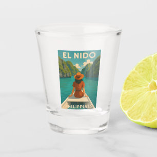 Retro Vintage Travel El Nido Philippines  Scenic Shot Glass