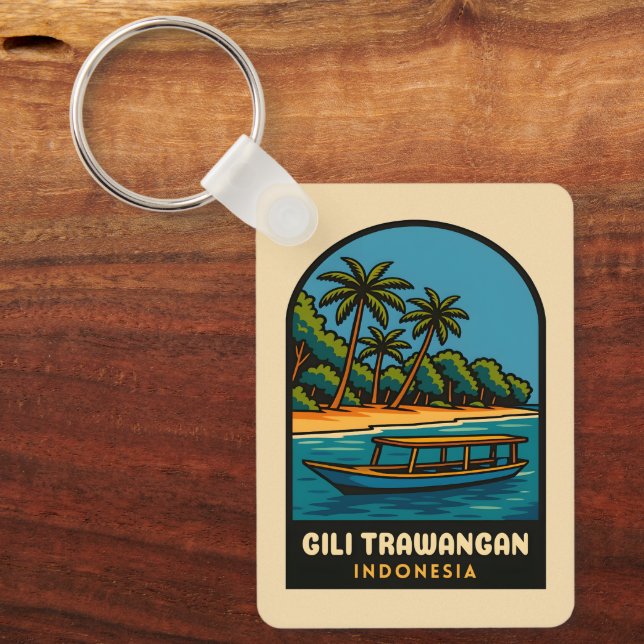 Retro Vintage Travel Gili Trawangan Indonesia Key Ring (Front)