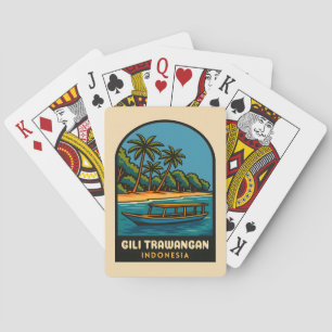 Retro Vintage Travel Gili Trawangan Indonesia Playing Cards