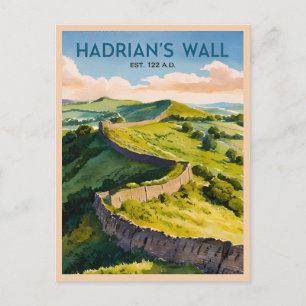 Retro Vintage Travel Hadrian's Wall England Postcard