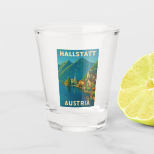 Retro Vintage Travel Hallstatt Austria Scenic Shot Glass