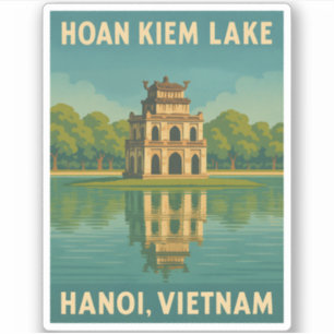 Retro Vintage Travel Hanoi Vietnam Hoan Kiem Lake