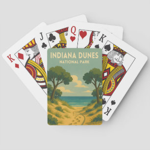 Retro Vintage Travel Indiana Dunes National Park Playing Cards