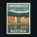 Retro Vintage Travel Innsbruck Austria Landscape Postcard<br><div class="desc">Capture the alpine magic of Innsbruck with this vintage travel-inspired postcard. Featuring snow-capped peaks,  colourful old town facades,  and the charm of Tyrolean culture,  this piece blends classic retro style with mountain adventure. Perfect for ski lovers,  history buffs,  and fans of Austria’s timeless beauty.</div>