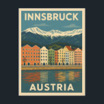 Retro Vintage Travel Innsbruck Austria Landscape Postcard<br><div class="desc">Capture the alpine magic of Innsbruck with this vintage travel-inspired postcard. Featuring snow-capped peaks,  colourful old town facades,  and the charm of Tyrolean culture,  this piece blends classic retro style with mountain adventure. Perfect for ski lovers,  history buffs,  and fans of Austria’s timeless beauty.</div>