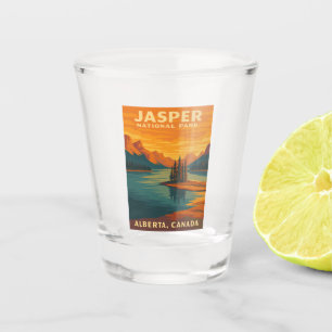 Retro Vintage Travel Jasper National Park Scenic Shot Glass