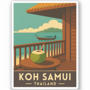 Retro Vintage Travel Koh Samui Island Thailand