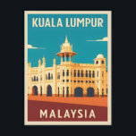 Retro Vintage Travel Kuala Lumpur Malaysia  Postcard<br><div class="desc">Step into the vibrant metropolis of Kuala Lumpur with this retro travel-inspired postcard featuring the city's iconic old train station. Infused with nostalgic vibes and vintage charm,  this piece captures the essence of Kuala Lumpur's timeless allure in a retro aesthetic reminiscent of classic travel posters from yesteryear.</div>