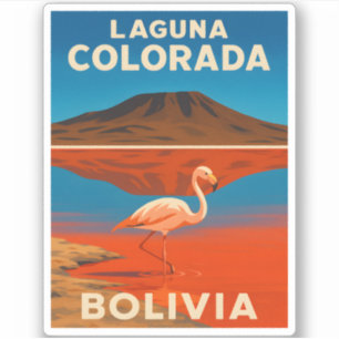 Retro Vintage Travel Laguna Colorada Bolivia