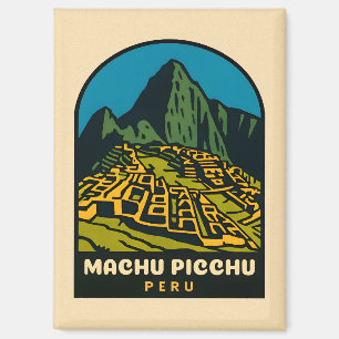 Retro Vintage Travel Machu Picchu Peru Landscape Magnet