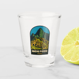 Retro Vintage Travel Machu Picchu Peru Landscape Shot Glass