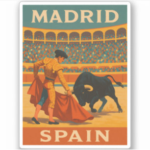 Retro Vintage Travel Madrid Spain Bullfight