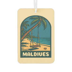 Retro Vintage Travel Maldives Island Beach Scenic Car Air Freshener