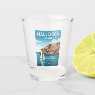Retro Vintage Travel Mallorca Spain Seaside Shot Glass