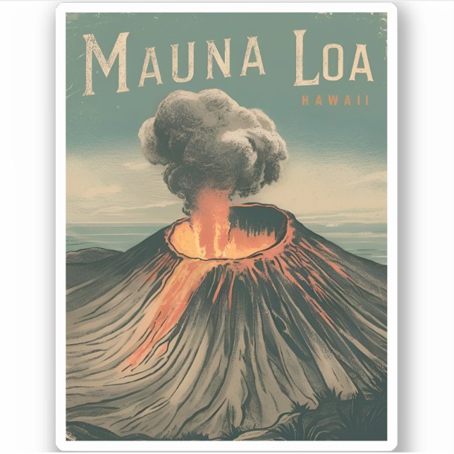 Retro Vintage Travel Mauna Loa Hawaii Volcano (Front)