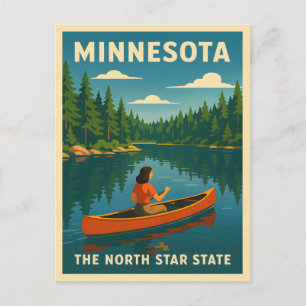 Retro Vintage Travel Minnesota Nature Landscape Postcard