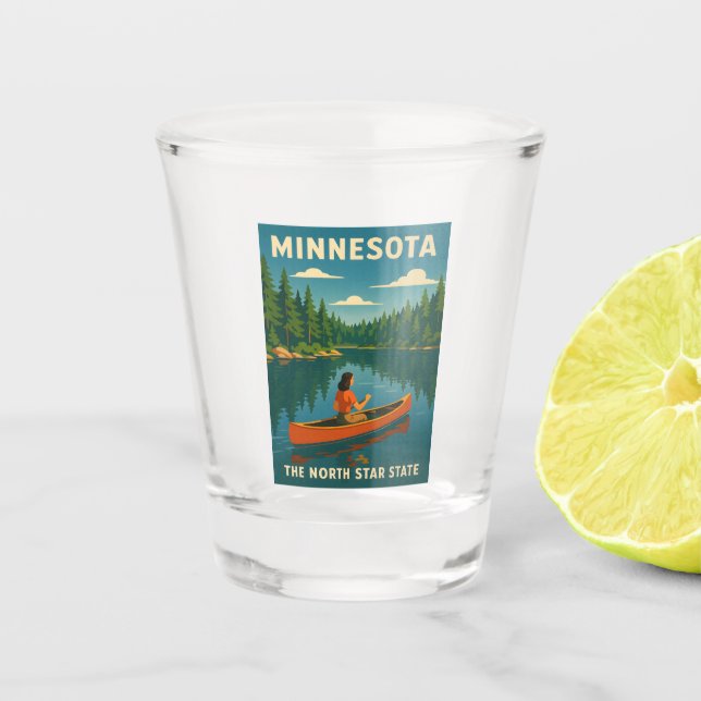 Retro Vintage Travel Minnesota Nature Landscape Shot Glass (Front)