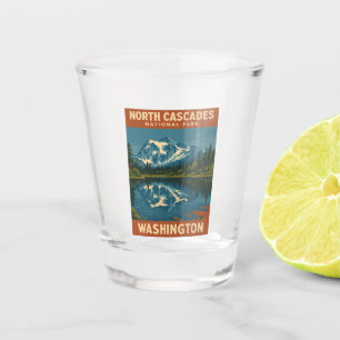 Retro Vintage Travel North Cascades National Park Shot Glass