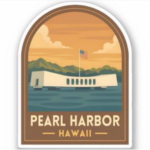Retro Vintage Travel Pearl Harbor Memorial Hawaii