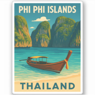 Retro Vintage Travel Phi Phi Islands Thailand