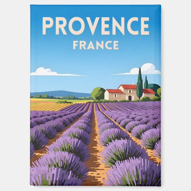 Retro Vintage Travel Provence France Landscape Magnet (Front)
