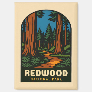 Retro Vintage Travel Redwood National Park Nature Magnet