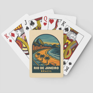 Retro Vintage Travel Rio de Janeiro Brazil Beach Playing Cards