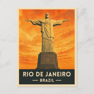 Retro Vintage Travel Rio de Janeiro Brazil Sunset Postcard
