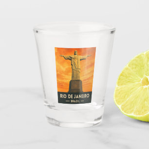 Retro Vintage Travel Rio de Janeiro Brazil Sunset Shot Glass