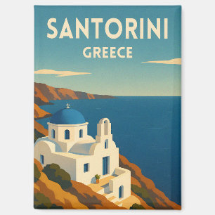 Retro Vintage Travel Santorini Greece Seaside Magnet