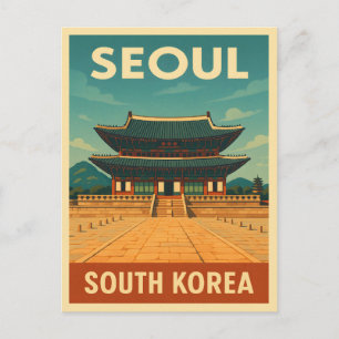 Retro Vintage Travel Seoul Korea Royal Palace Postcard