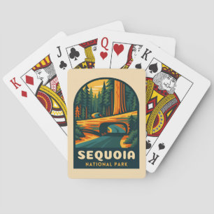 Retro Vintage Travel Sequoia National Park Nature Playing Cards