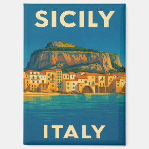 Retro Vintage Travel Sicily Italy Coastal Scenic Magnet