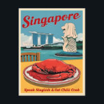 Retro Vintage Travel Singapore Merlion Food Humour Postcard<br><div class="desc">Playful tribute to all things Singapore,  celebrating the city-state's unique quirks with a delightful twist of humour.</div>