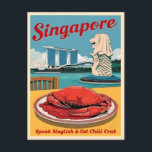 Retro Vintage Travel Singapore Merlion Food Humour Postcard<br><div class="desc">Playful tribute to all things Singapore,  celebrating the city-state's unique quirks with a delightful twist of humour.</div>
