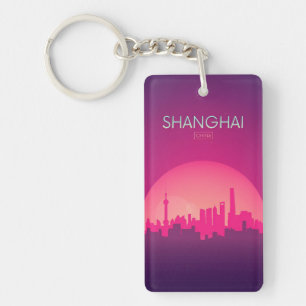 retro vintage travel souvenir Shanghai China Key Ring