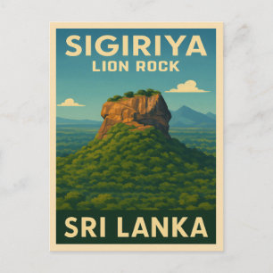 Retro Vintage Travel Sri Lanka Sigiriya Lion Rock  Postcard