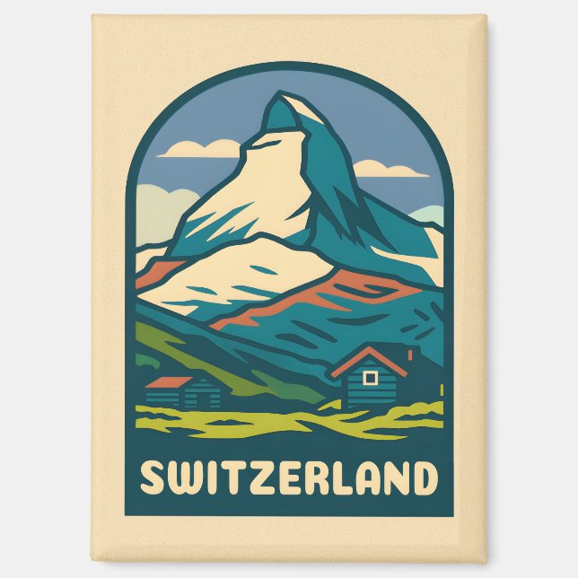 Retro Vintage Travel Switzerland Matterhorn Magnet (Front)