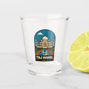 Retro Vintage Travel Taj Mahal India Illustration Shot Glass