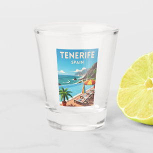 Retro Vintage Travel Tenerife Spain Seaside Coast Shot Glass