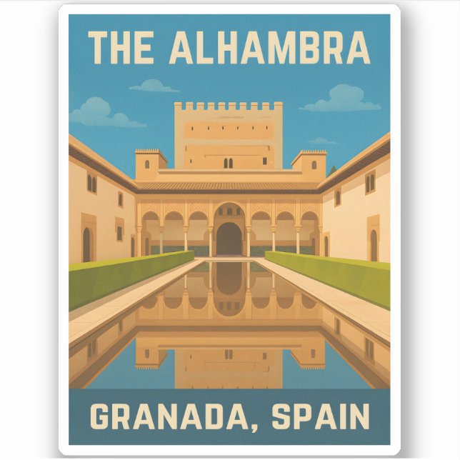 Retro Vintage Travel The Alhambra Granada Spain (Front)