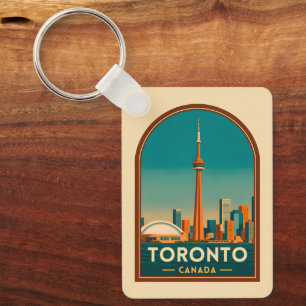 Retro Vintage Travel Toronto Canada Skyline Scenic Key Ring